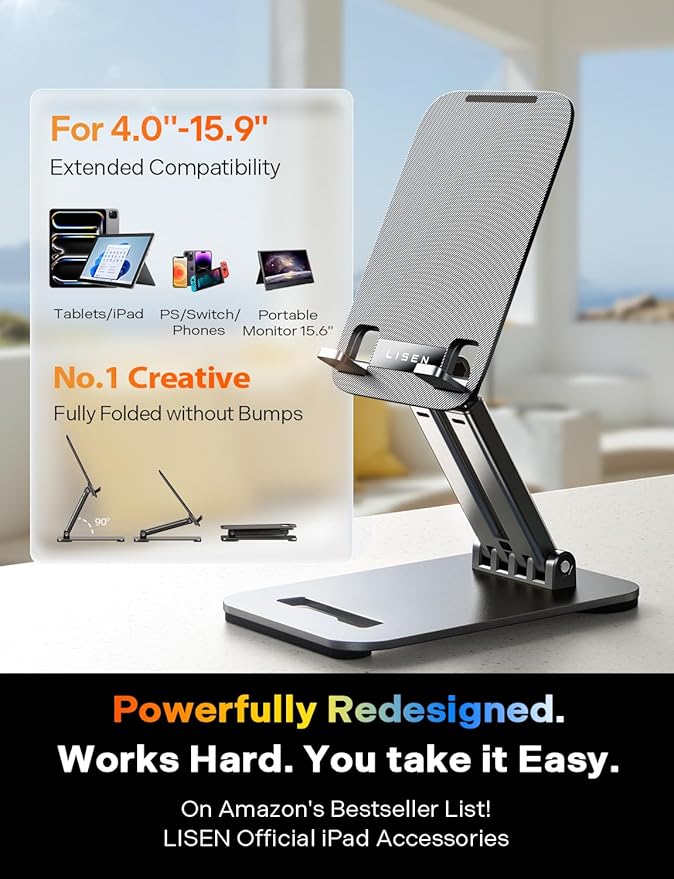 LISEN for iPad Stand Tablet Holder for Desk, Cool Home Office Desk Accessories - Image 2