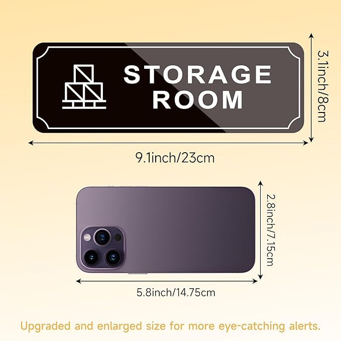 Storage Room Door Sign for Business, Self-Adhesive Durable Modern Storage Room - Image 2
