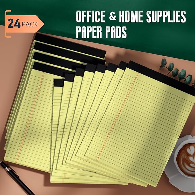 24 Pack Yellow Legal Pads 8.5 x 11 Note Pads, Wide Ruled Notepads, Micro - Image 7
