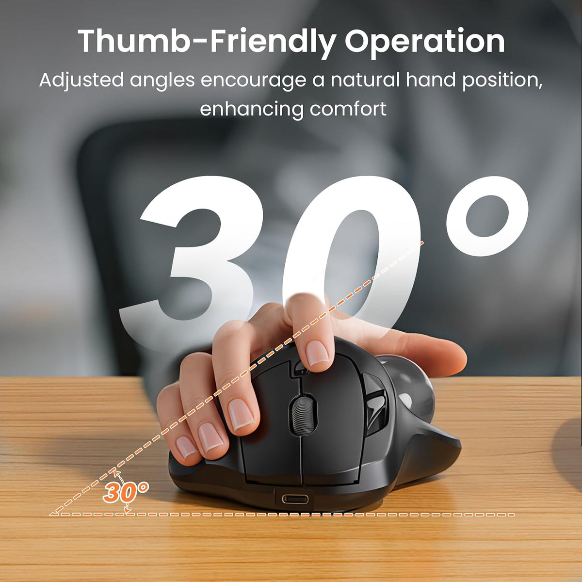 SABLUTE MAM2 Wireless Trackball Mouse Ergonomic with 5 Levels DPI-Grey Ball