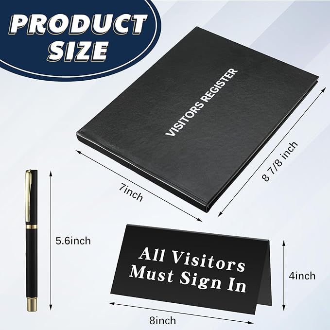 Affrolling 3 Pcs Visitor Log Book Set 120 Pages 8 7/8" x 7" Visitor Register - Image 2