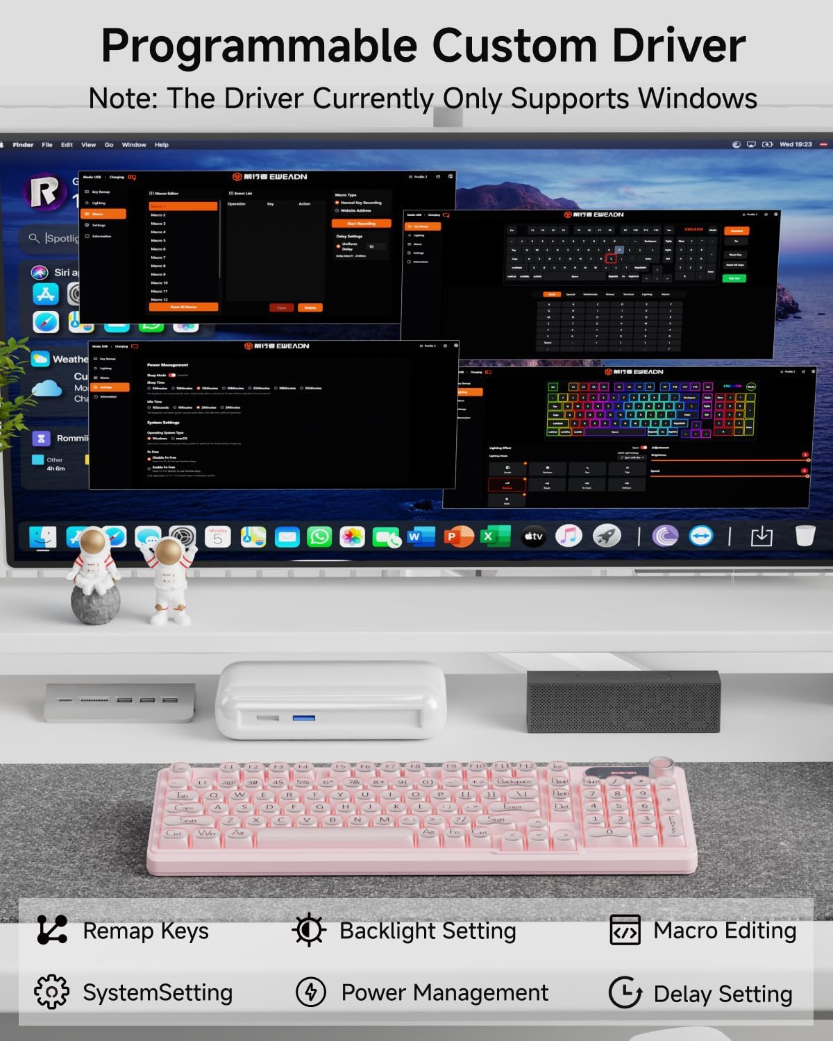EWEADN V102 Wireless Keyboards, 98 Key Gaming Keyboard with Screen & Medi...
