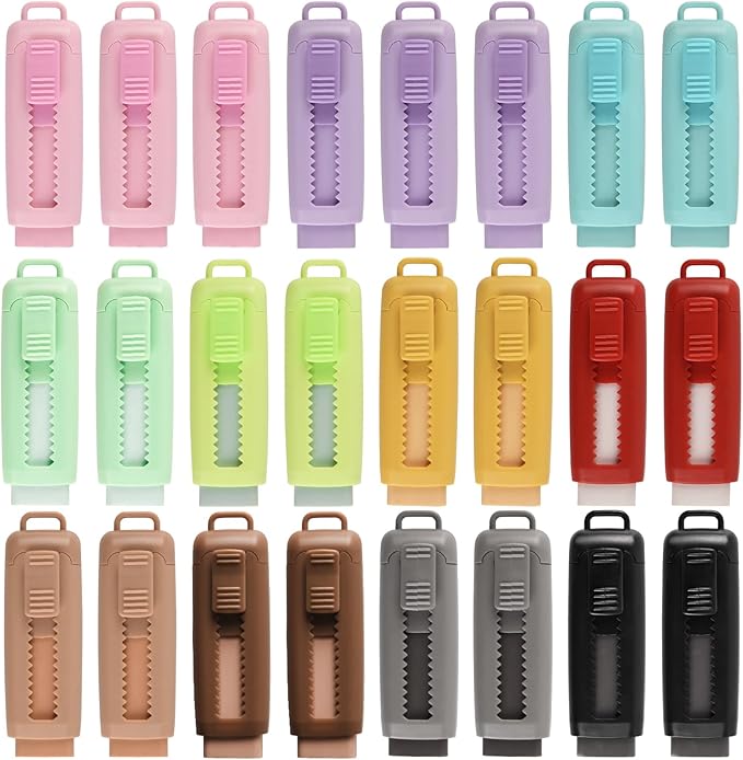 24 Pcs Cute Retractable Eraser for Pencils Cute School Supplies Kawaii Erasers by LiYiQ