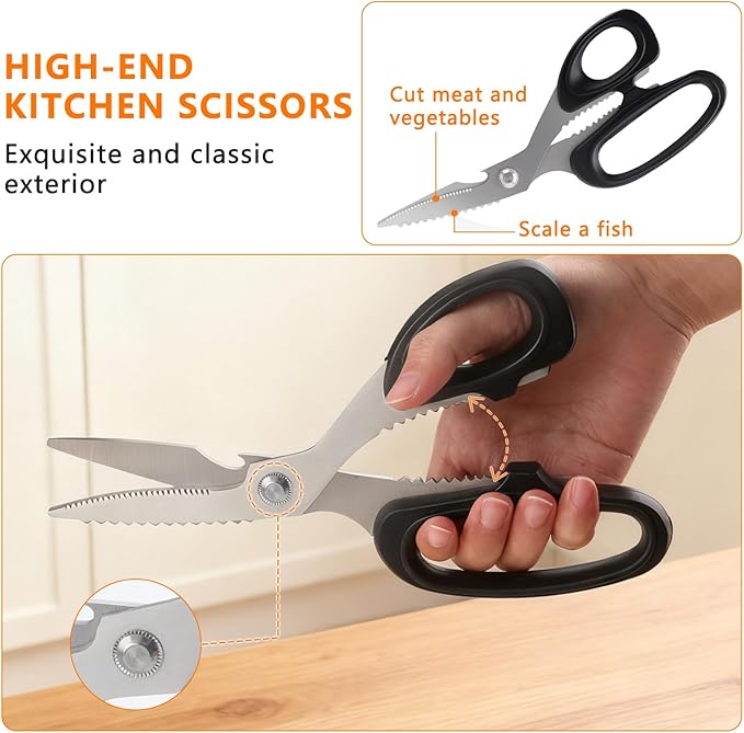 2-Piece Kitchen Scissors Stainless Steel Cooking Shears, Vegetables and Poultry - Image 6