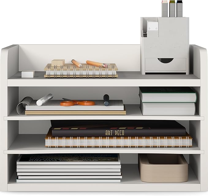 Ballucci File Organizer, 4-Tier Office Desk Organizer, Open Top Wood Paper - Image 8