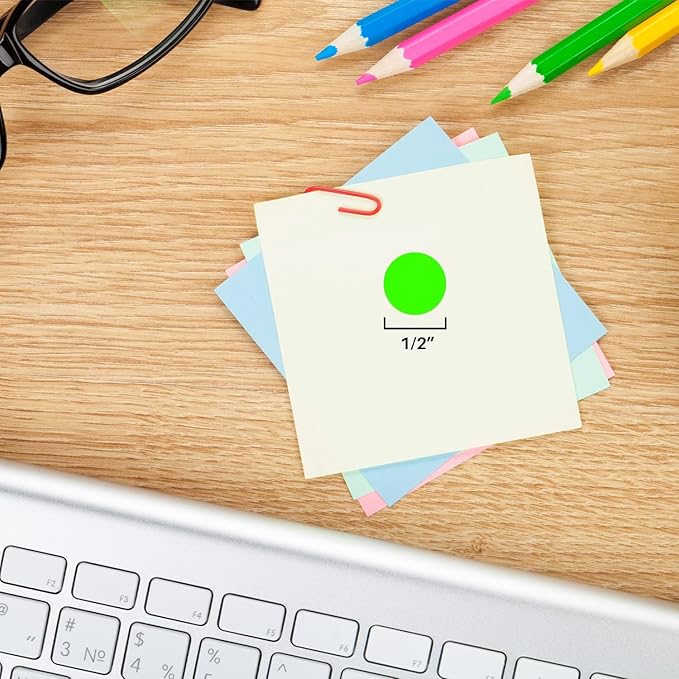 ChromaLabel Brand Fluorescent Green 1/2" Round Removable Stickers - Image 3