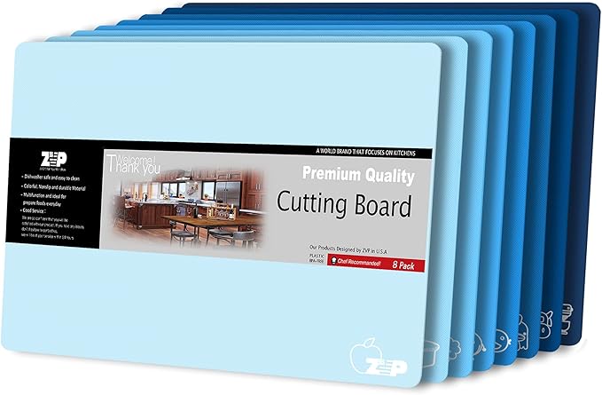 ZVP Plastic Cutting Boards for Kitchen, Flexible Cutting Mats, Gradient Blue by ZVP