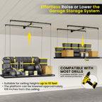 fero overhead garage storage rack 4x8, 500 lb, package contents