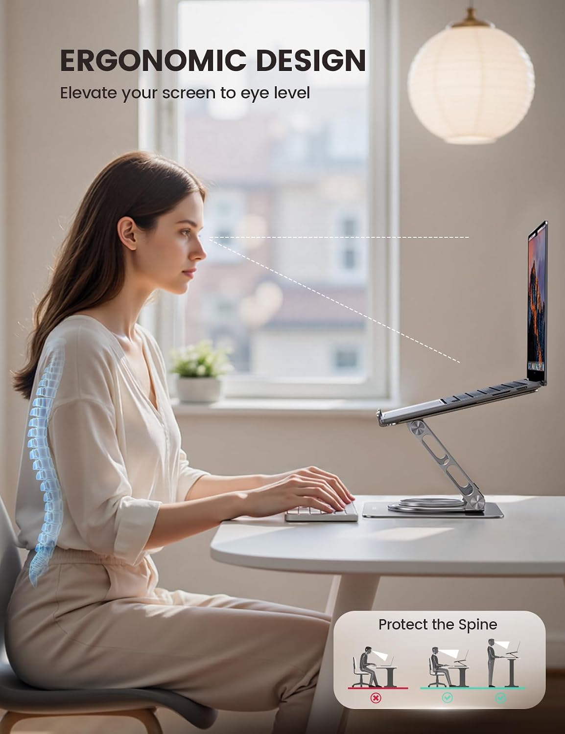 Lamicall Adjustable Laptop Stand for Desk 360° Rotating Base for 10-17.3'...
