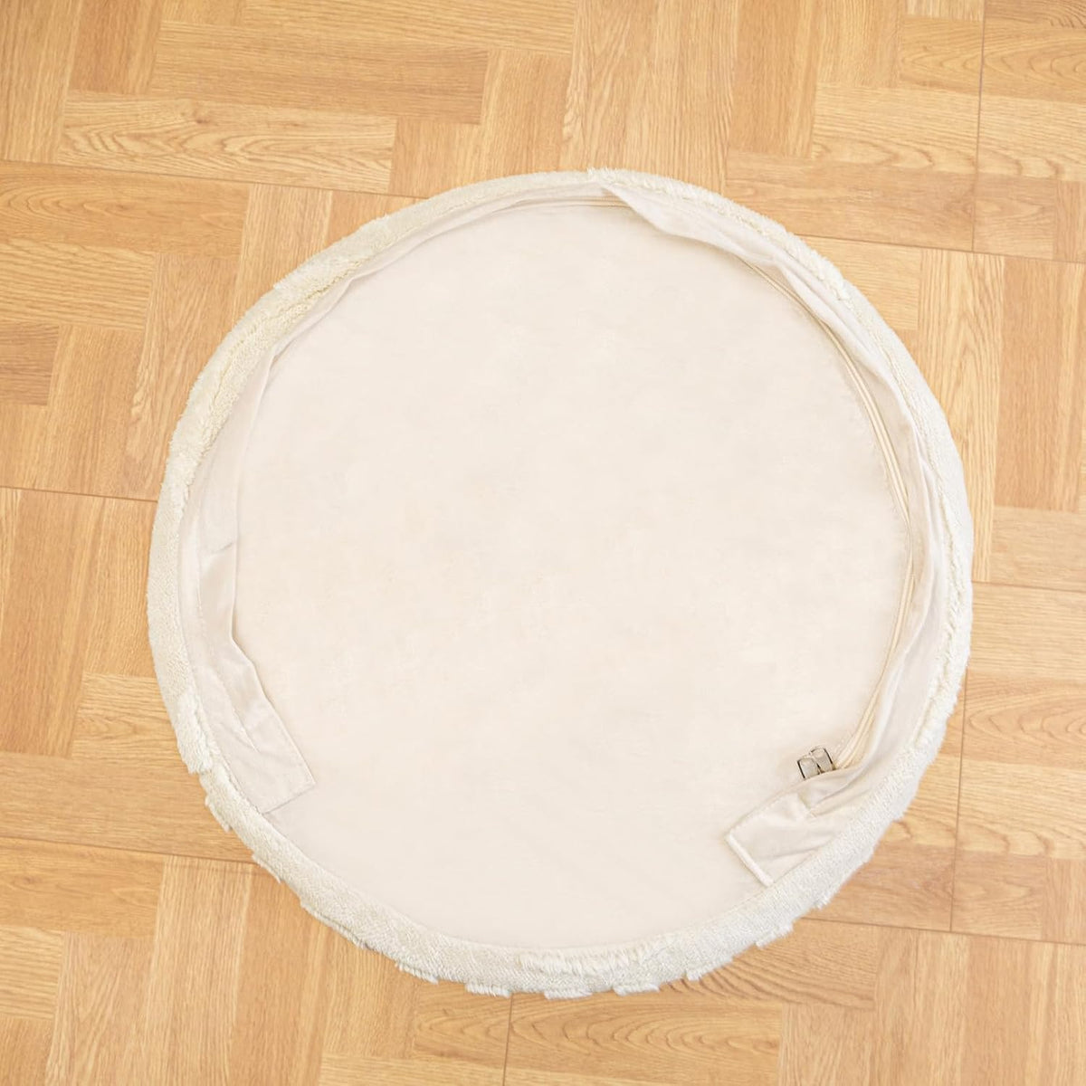 Asuprui Plush Fabric Ottoman Footrest,Foot Stool,20"x14", Linen