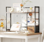 Desk Shelf with Drawer, 41.3" Desktop Organizer Shelf, Desk Hutch - Image 4