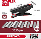 Arrow Plier Stapler Set, Metal Hand Stapler with 2520 Staples | Full Strip, 25 Sheet Capacity, Dual-Mode Anvil, One-Touch Staple Loading, Ergonomic Grip, For Office, School, Packaging
