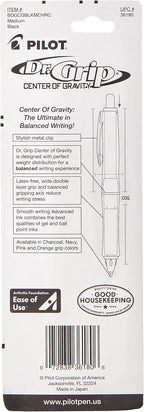PILOT Dr. Grip Center of Gravity Refillable & Retractable Ballpoint Pen, Medium Point, Charcoal Grip, Black Ink, Single Pen (36180) (Pack of 2)