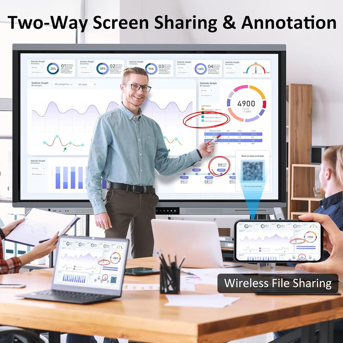 Shiarffe R9 55" Smart Board 16GB+256GB, Built-in 50MP AI Camera
