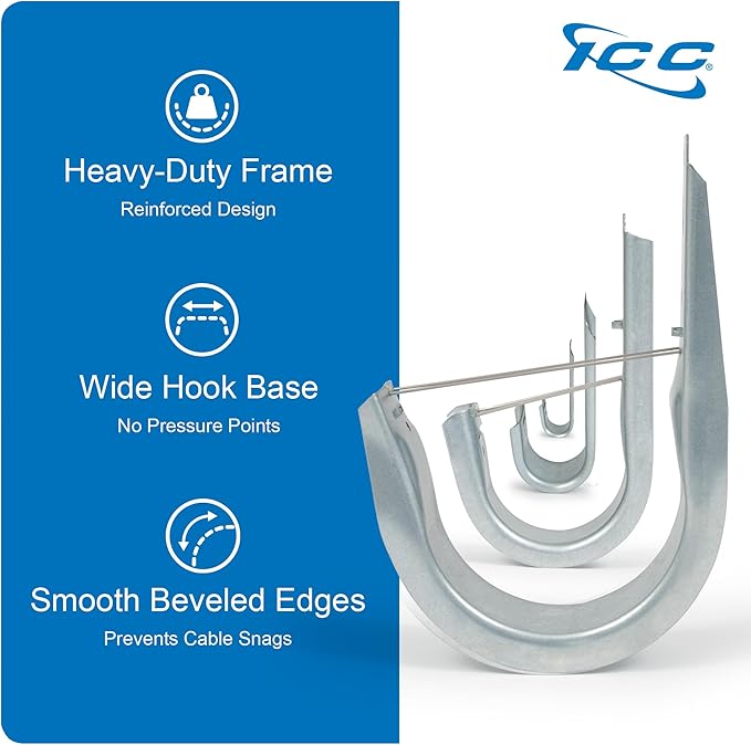 ICC 4-Inch Wall Mount J-Hook – 25-Pack, Cable Support Hooks - Image 8