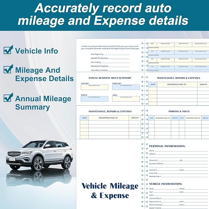 2 Pcs Auto Mileage & Expense Log Book - Image 3
