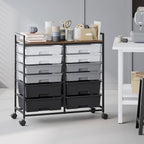Rolling Storage Cart with 12 Drawers, Wooden Tabletop Utility Cart - Image 2