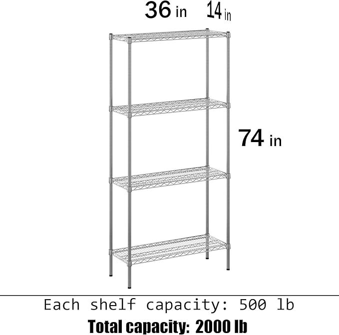 Regal Altair 14" Deep x 36" Wide x 74" Height Wire Shelving Kit | 4-Tier | NSF - Image 3