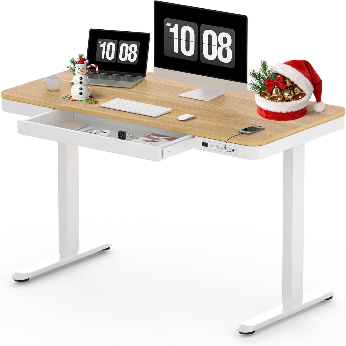 SANODESK Standing Desk with Drawer, Electric Height Adjustable Home Office Desk