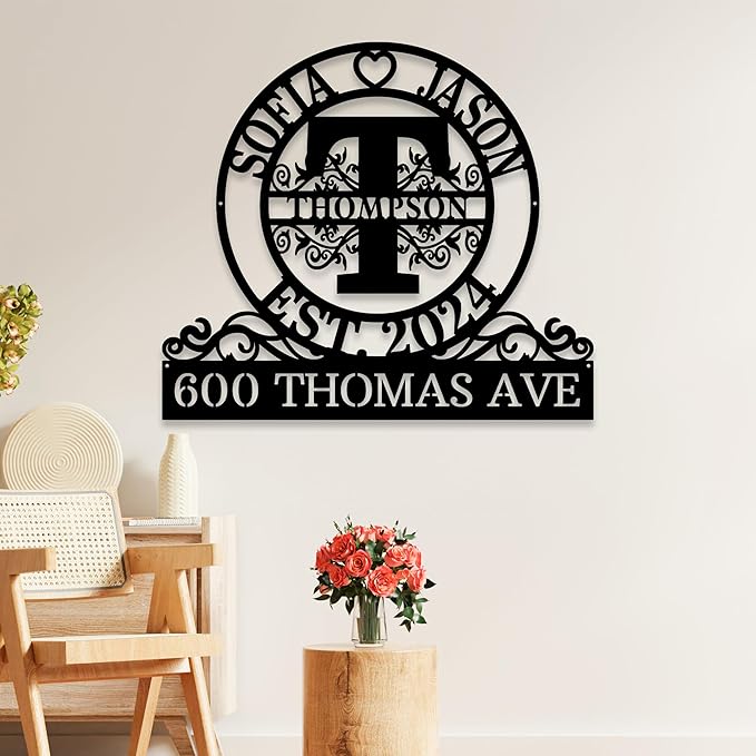 Custom Metal Signs | Personalized Monogram Name Sign | Outdoor Wall Art - Image 4