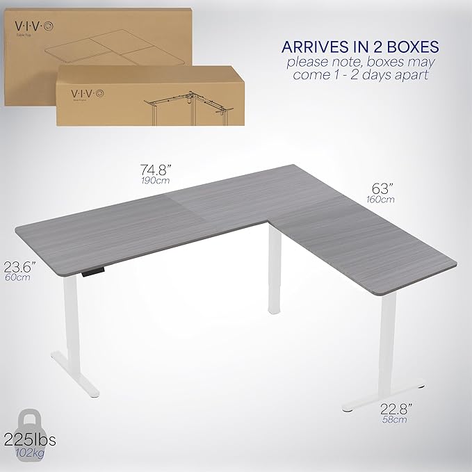VIVO Electric Corner 75 x 63 inch L-Shaped Standing Desk, Memory Height - Image 6