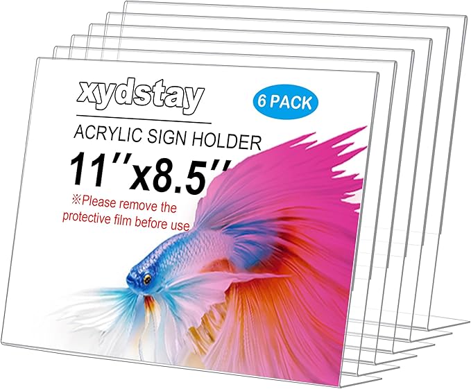 xydstay 6pack Acrylic Sign Holder Horizontal, 8.5x11 by xydled