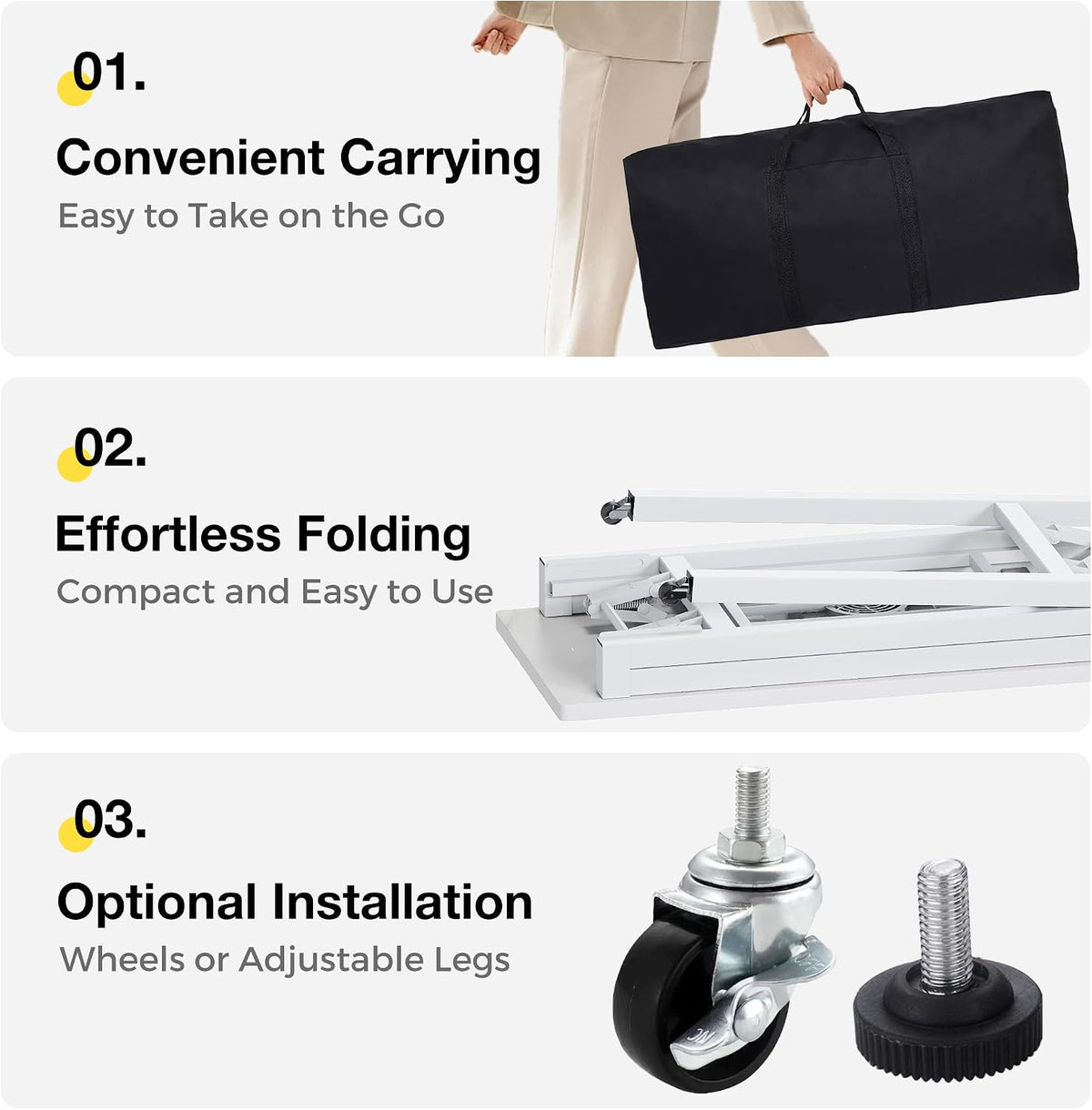 Portable & Foldable Manicure Table w/Dust Collector, Rolling Nail Tech De...