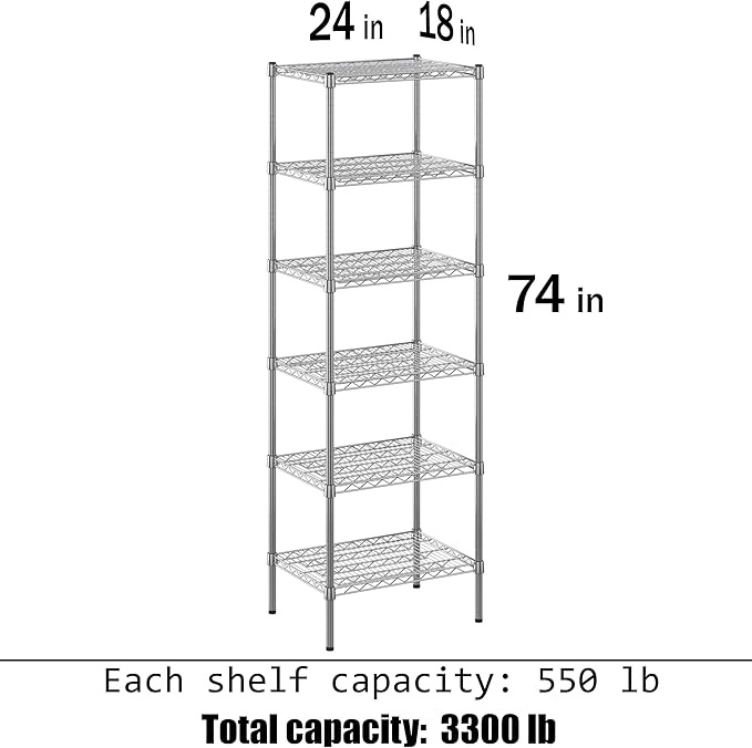 Regal Altair 18" Deep x 24" Wide x 74" Height Wire Shelving Kit | 6-Tier | NSF - Image 3