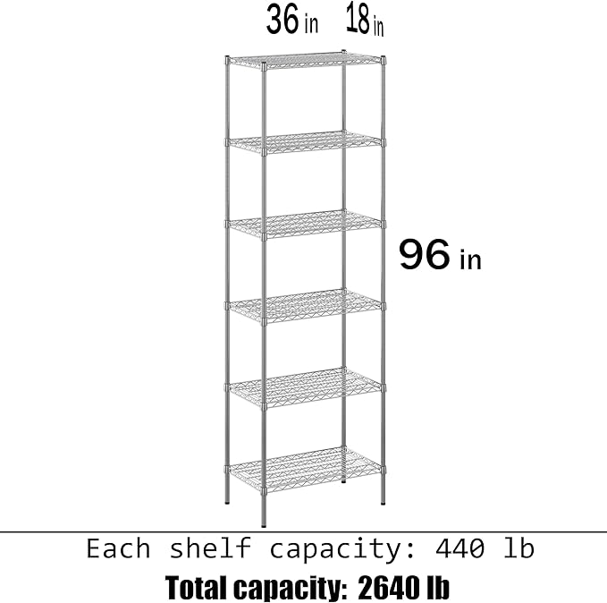 Regal Altair 18" Deep x 36" Wide x 96" Height Wire Shelving Kit | 6-Tier | NSF - Image 3