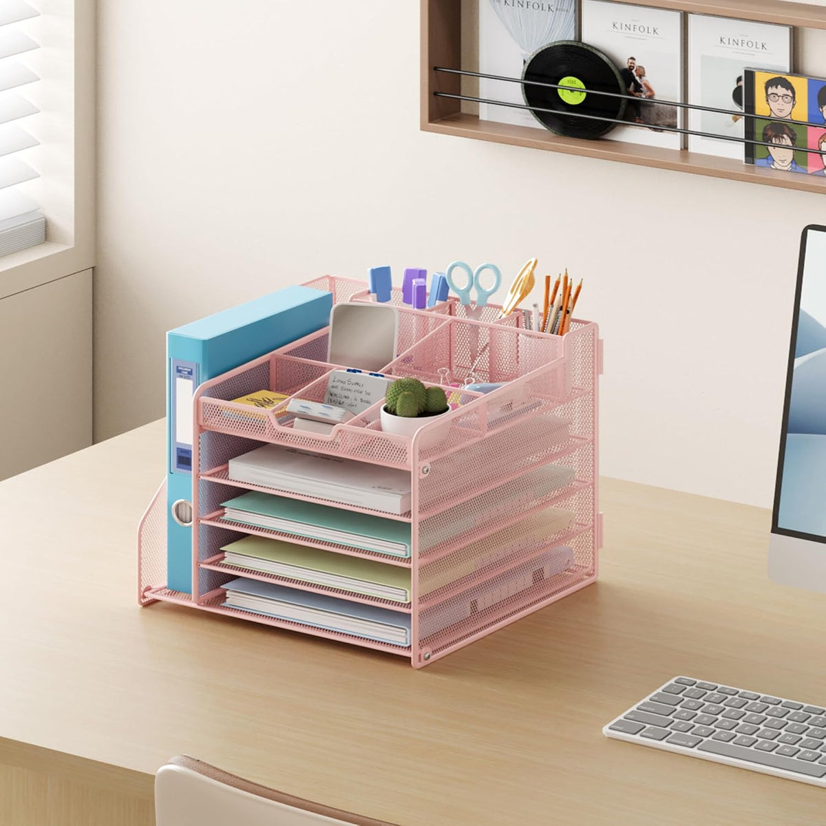 Lavatino Desk Organizer, 5-Tier Metal Mesh Paper Letter Tray with File Holder...