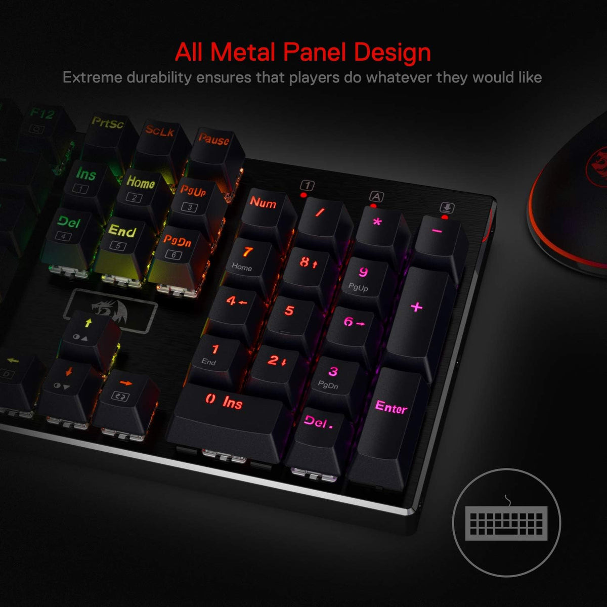 Redragon K556 Wired RGB Mechanical Gaming Keyboard, 104-Key Aluminum Board