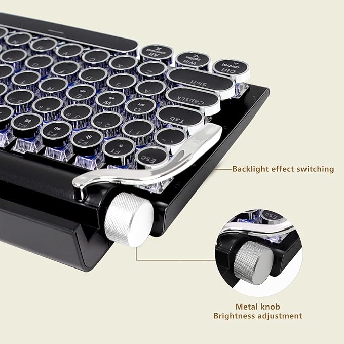 Adventurers Typewriter Style Retro Mechanical Keyboard, 83 Key Bluetooth 5.0 - Image 4