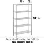 Regal Altair 18" Deep x 48" Wide x 86" Height Wire Shelving Kit | 5-Tier | NSF - Image 3