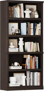 blini 5-Shelf Tall Bookcase Wooden Bookshelves 33in Wide Floor Standing Display - Image 8