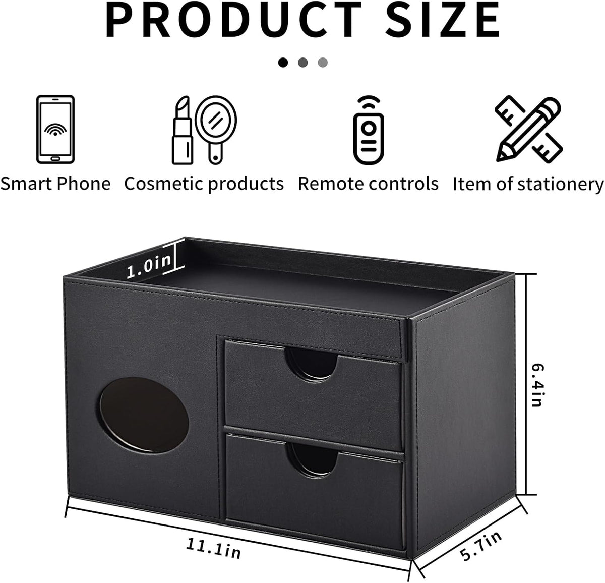 Square Tissue Box Cover with Drawers,Tissue Box Holder with Storage Tray, Mak...