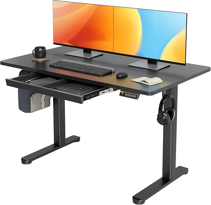 Claiks Standing Desk with Drawers, 48x24 Inch Electric Stand Up Desk, by CLAIKS