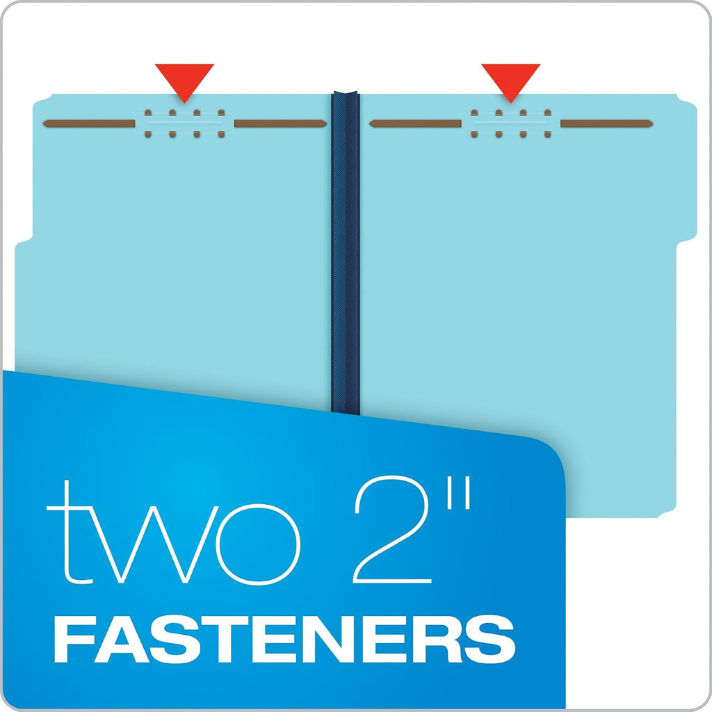 Pendaflex Globe Weis Pressboard Fastener Folders, Letter Size, Light Blue, 1" Expansion, 1/3 Cut, 25/BX (615F21-3BLU)