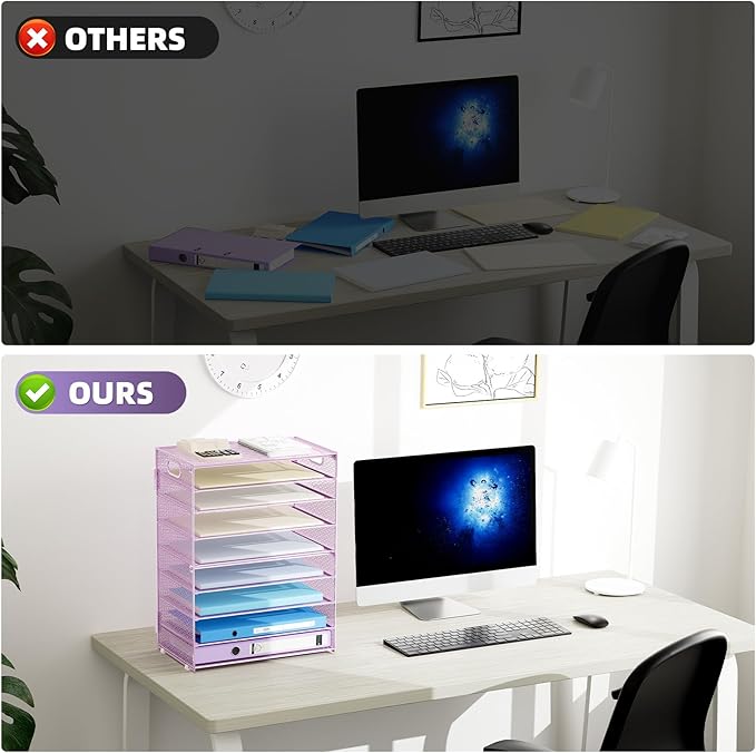 Marbrasse Paper Organizer Letter Tray, 9 Tier Mesh File Organizer - Image 4