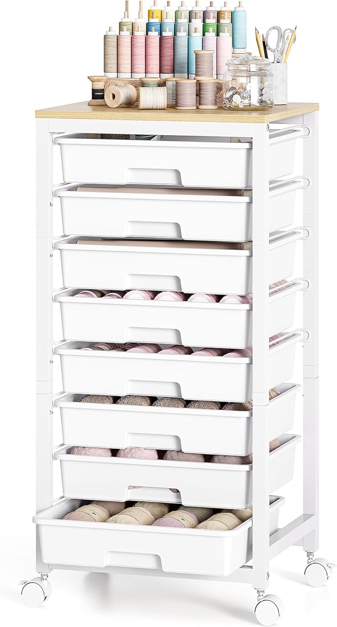 SYKIARIOL Rolling Cart with Drawers, 8 Drawer Rolling Cart, Rolling Drawer Cart - Image 7