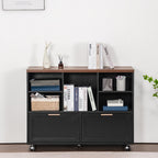 39.3" Lateral File Cabinet with Wheels,Ample Storage Space,Modern Filing Cabinet with 2 Drawers for Legal/Letter/ A4 Size