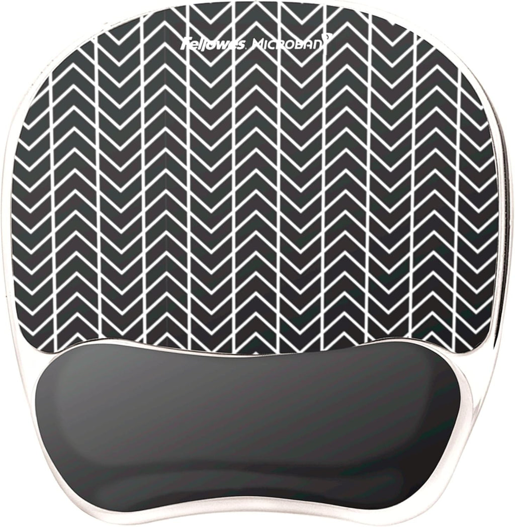 Fellowes Photo Gel Mouse Pad Wrist Rest with MICROBAN - Black Chevron (9549901) (Pack of 4)
