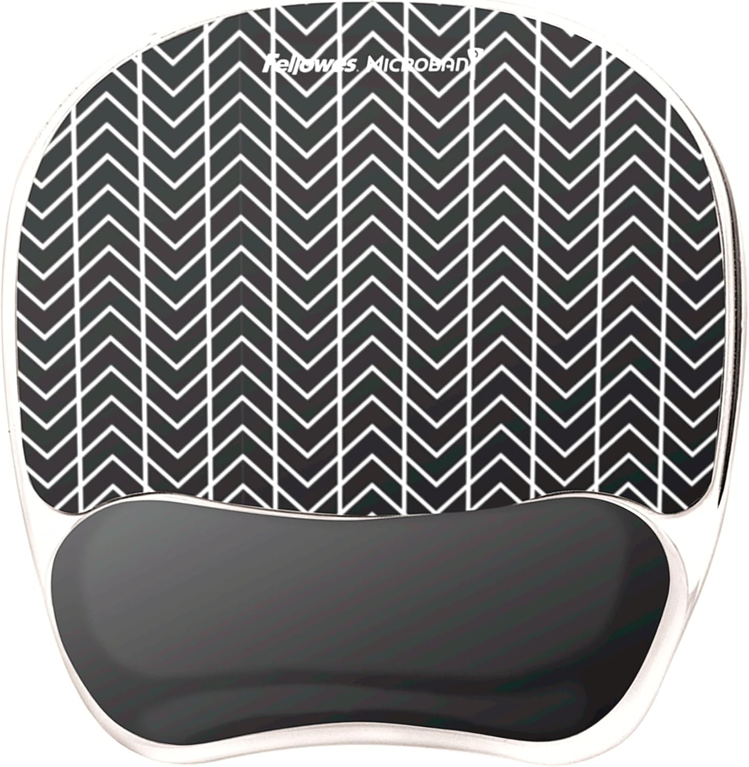 Fellowes Photo Gel Mouse Pad Wrist Rest with MICROBAN - Black Chevron (9549901) (Pack of 4)