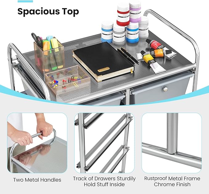 GLACER 10 Drawer Rolling Cart, Storage Cart - Image 5