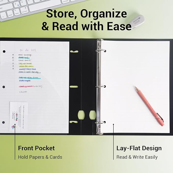 MUKAWA 1 Inch 3 Ring Binder, D-Ring Binder Holds 250 Sheets, PP Cover - Image 3