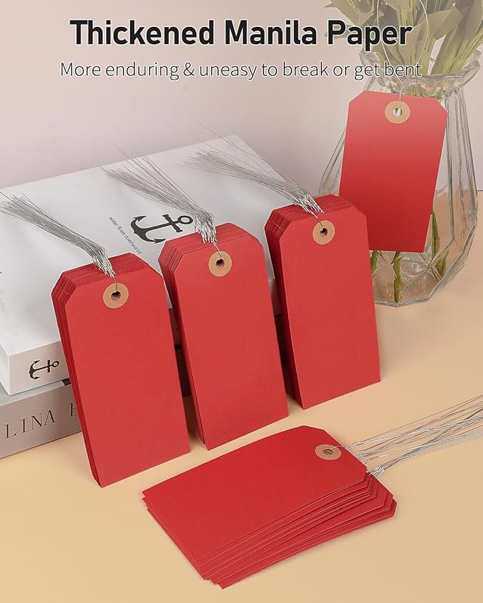 Uniclife 100 Pcs Red Blank Shipping Tags - Image 3