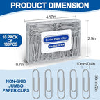 Jumbo Paper Clips Non-Skid, 1000 Large Paper Clips 10 Boxes of 100 Each - Image 2