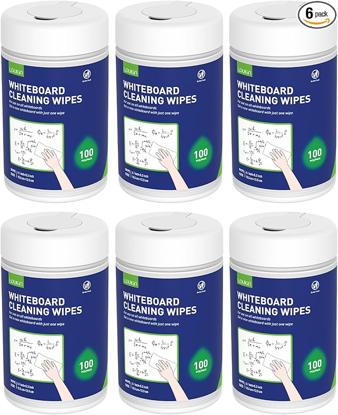Loukin Whiteboard Cleaning Wipes, Dry Erase Board Cleaning Wipes, Non-toxic by LOUKIN