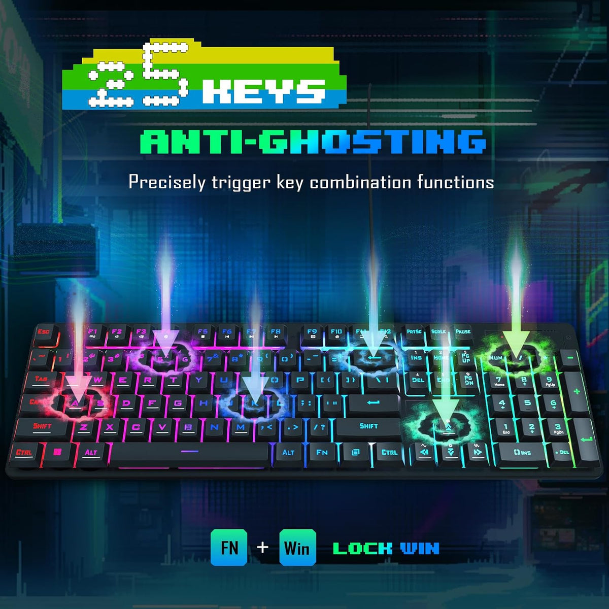 Redragon Updated S107 Gaming Keyboard and Mouse, RGB Gaming Keyboard and 1000...