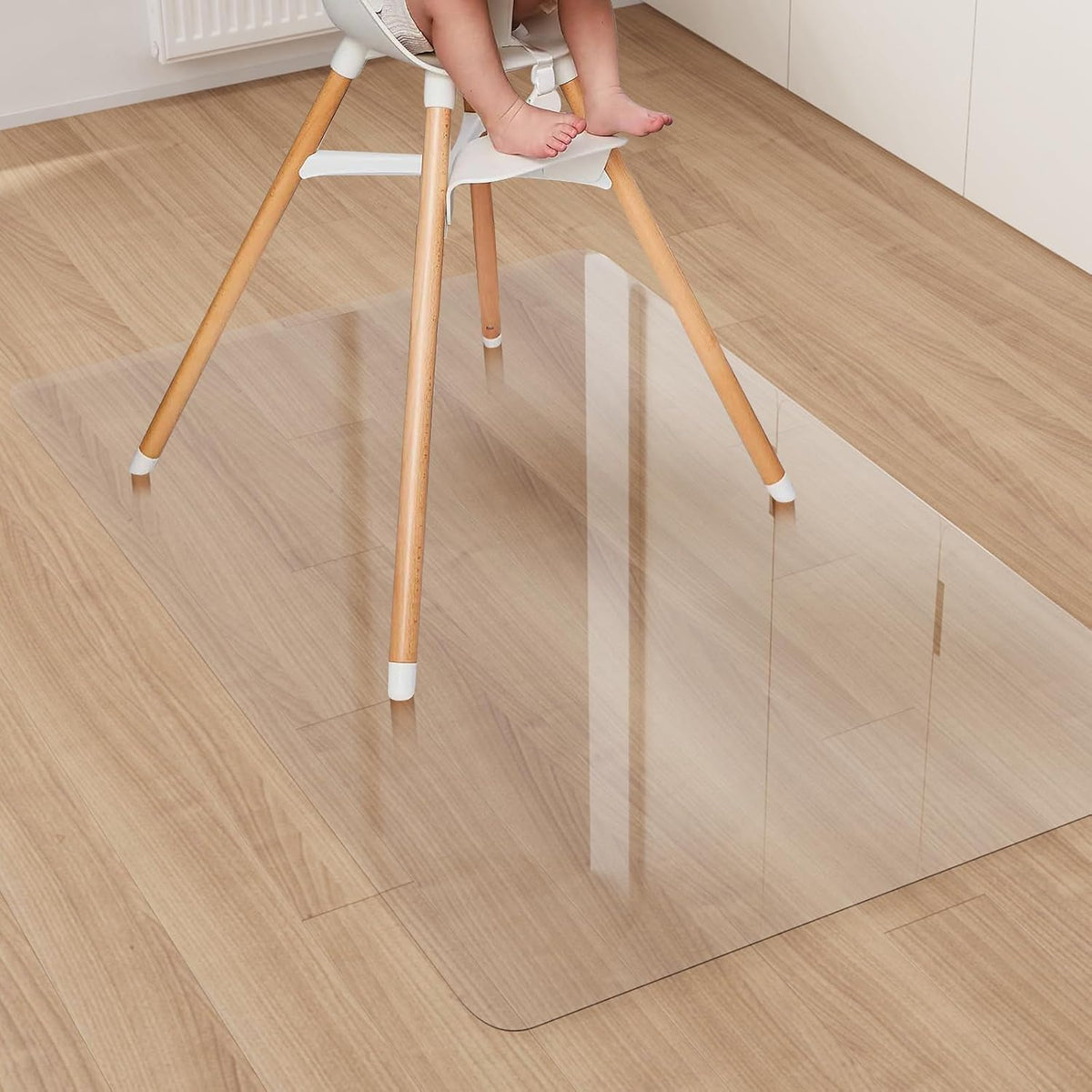Area Floor Mat for Under High Chair, 4'×6' Transparent No Slip