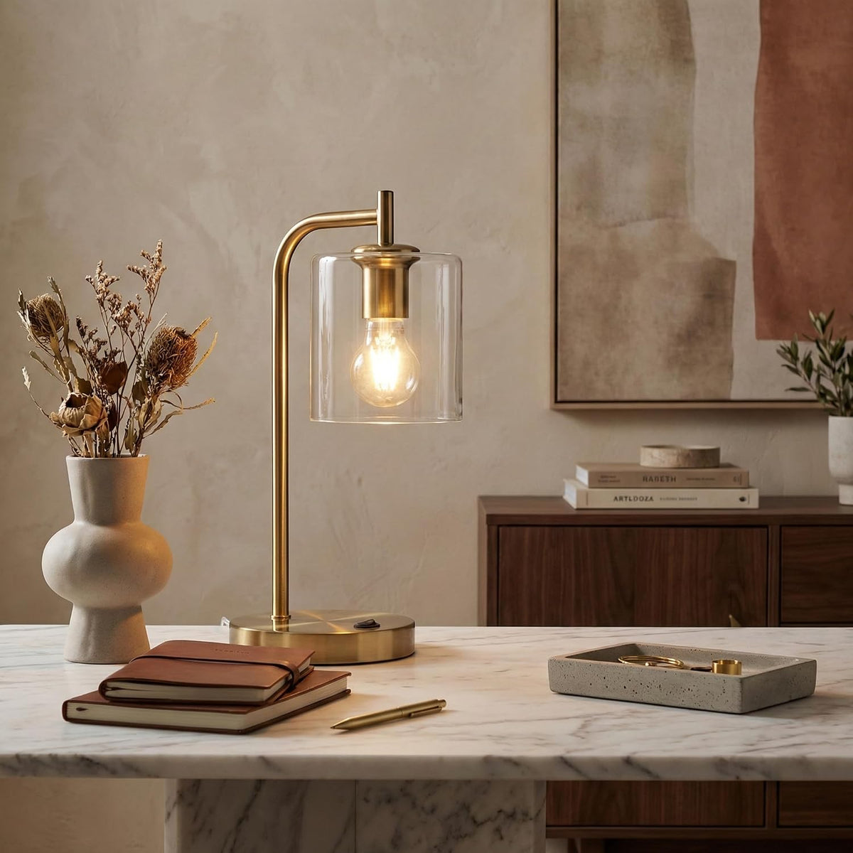 Brightech Elizabeth Table Lamp with Wireless Charging Pad and USB Port, Bedsi...